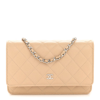 Chanel Caviar Quilted Wallet on Chain WOC Beige 1 of 12