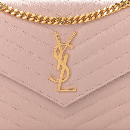 Saint Laurent Grain De Poudre Matelasse Chevron Monogram Chain Wallet Pale Pink 8 of 12