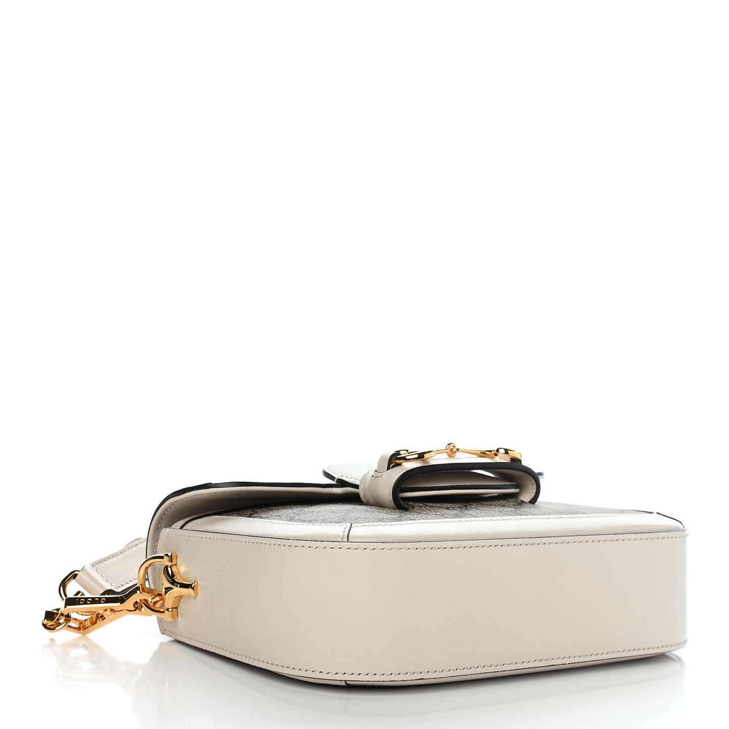 GG Supreme Monogram Web Mini Horsebit 1955 Shoulder Bag Beige Mystic White