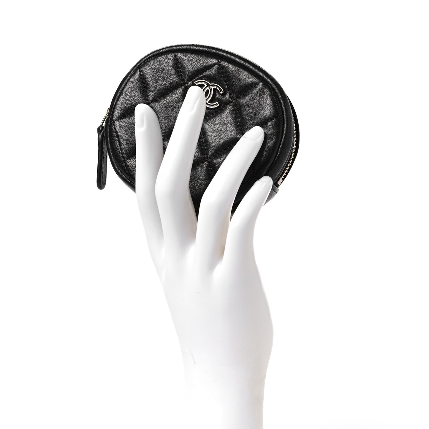 Lambskin Quilted Zip Around Classic Coin Purse Black