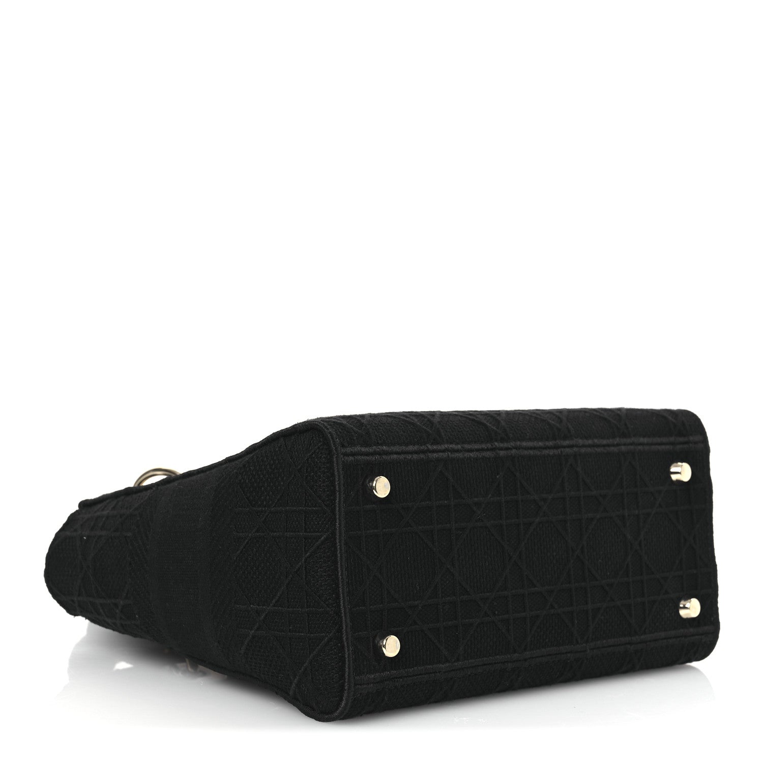 Christian Dior Canvas Embroidered Cannage Medium Lady D-Lite Black 4 of 12