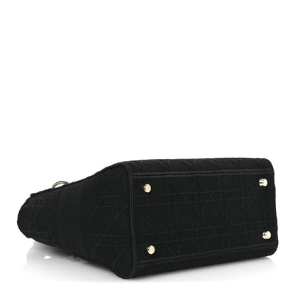 Christian Dior Canvas Embroidered Cannage Medium Lady D-Lite Black 4 of 12