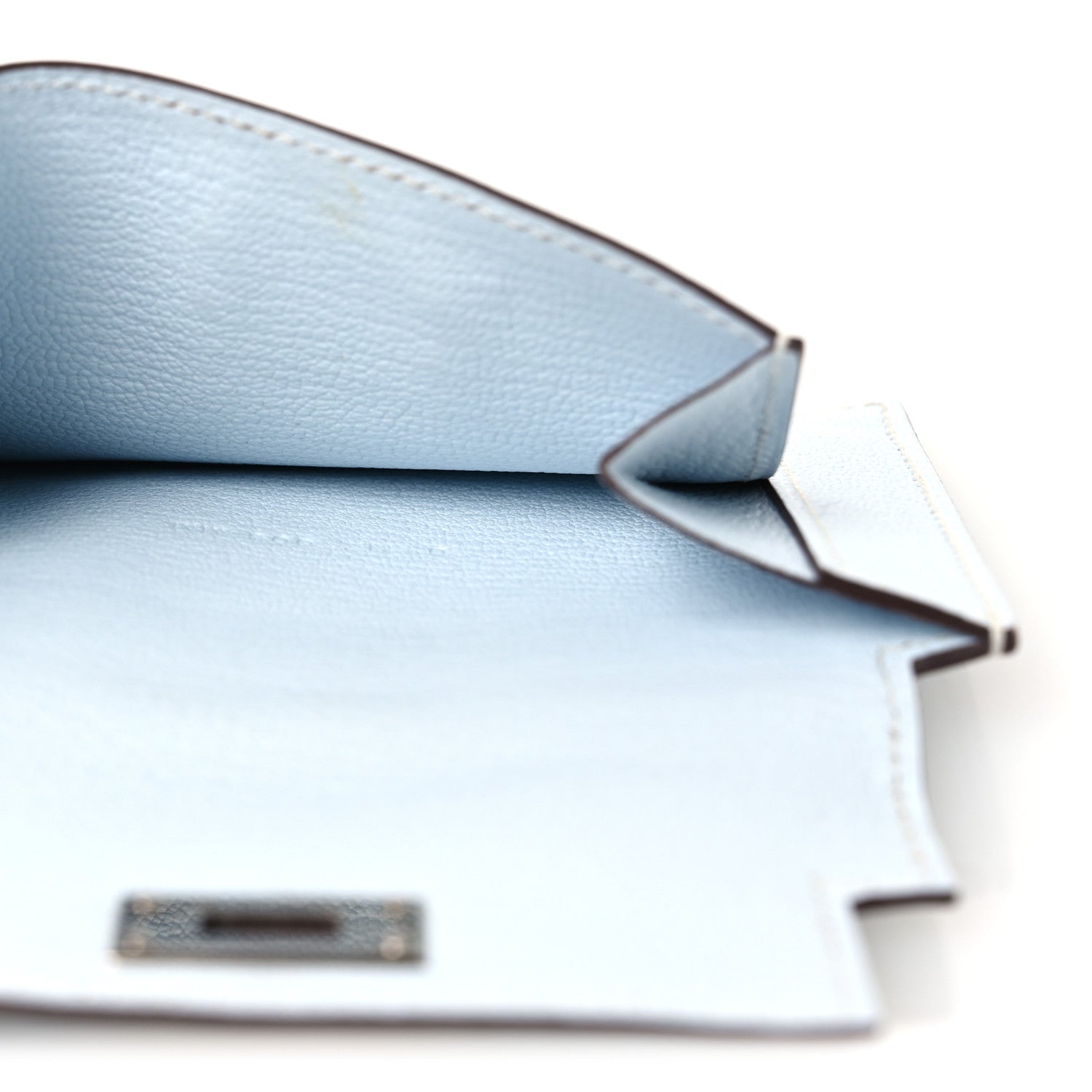 Hermes Chevre Mysore Kelly Pocket Compact Wallet Bleu Brume 5 of 7