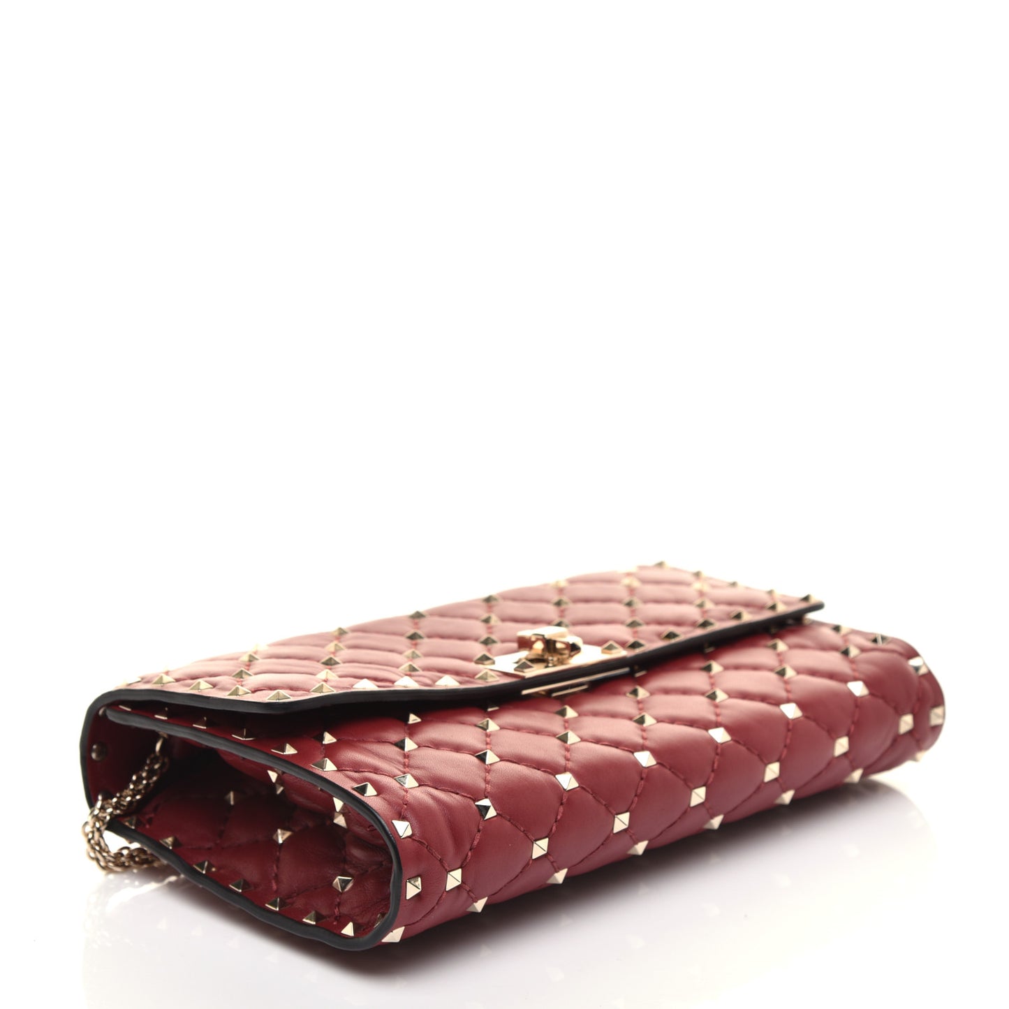 Nappa Rockstud Spike Wallet on Chain Rubino