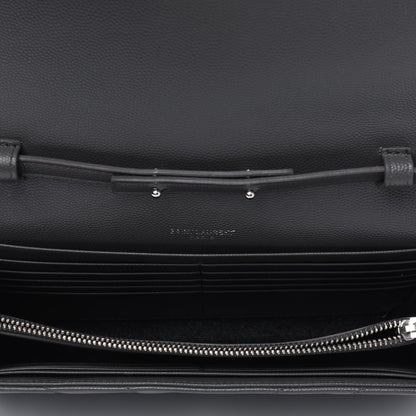 Saint Laurent Grain De Poudre Matelasse Chevron Monogram Chain Wallet Storm 4 of 4