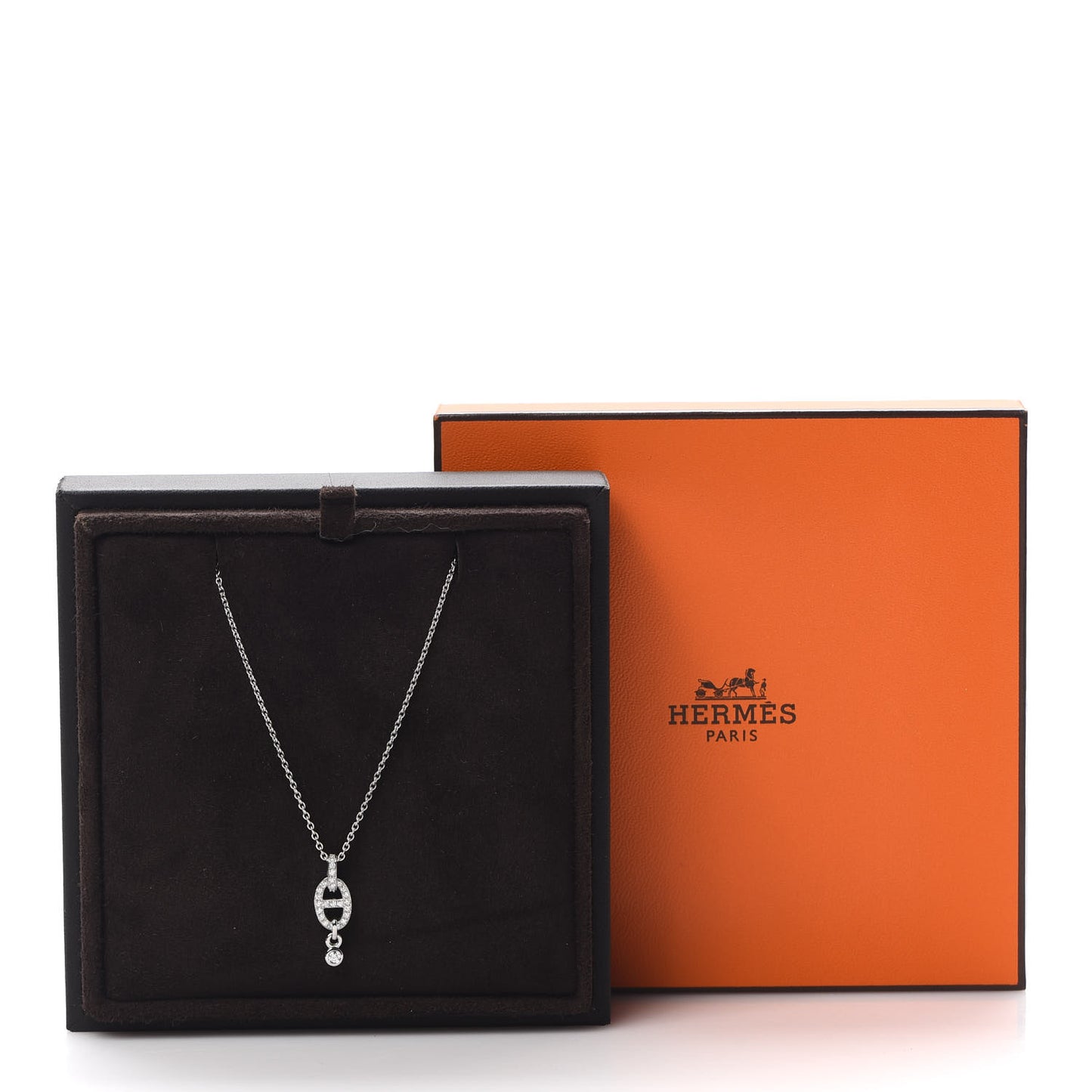 18K White Gold Diamond PM Chaine d'Ancre Enchainee Necklace