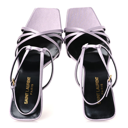 Saint Laurent Crepe Satin Baliqua 105 Ankle Strap Sandals  38.5 Poly Grey 2 of 12