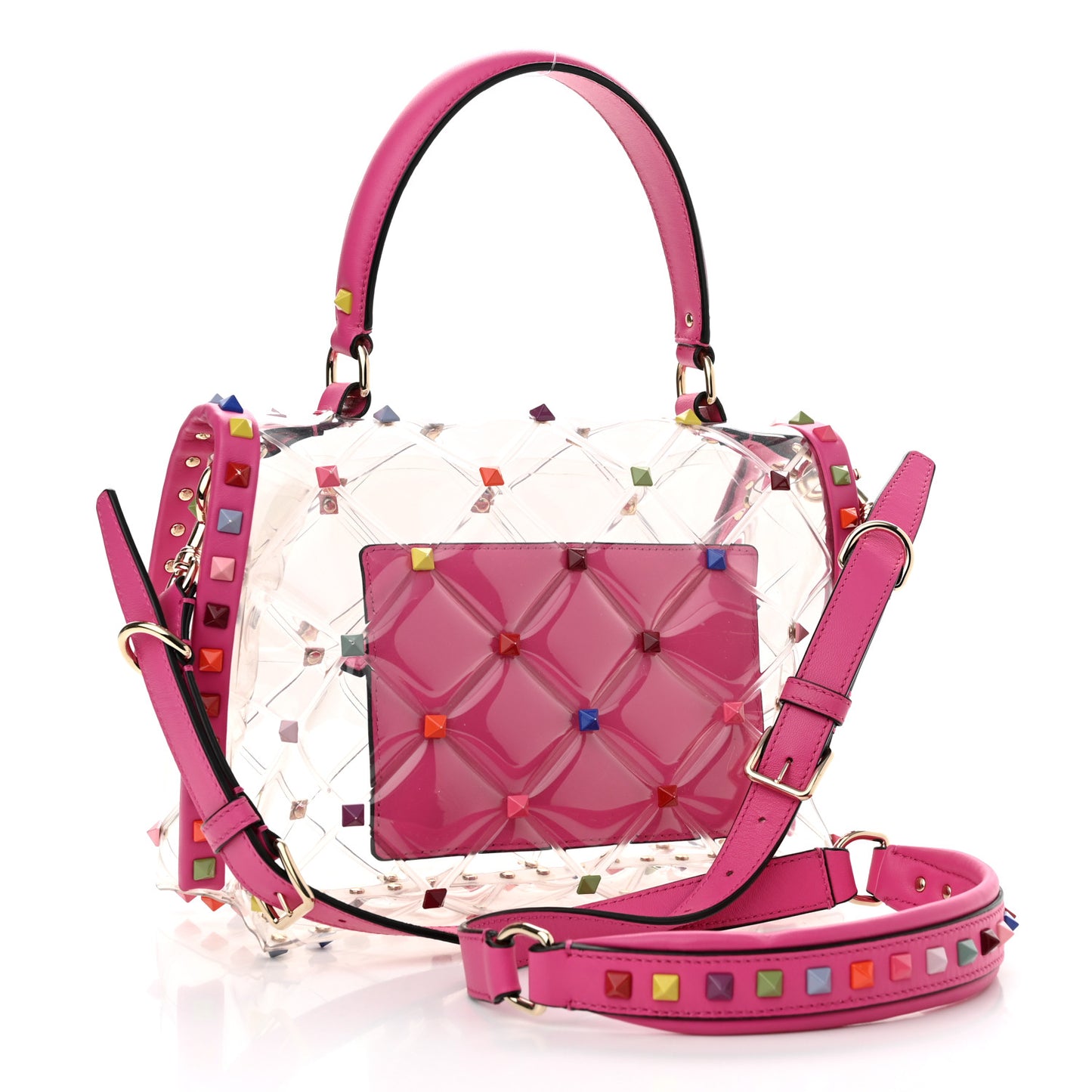 PVC Medium Candystud Top Handle Bag Multicolor