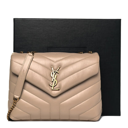 Saint Laurent Calfskin Y Quilted Monogram Small Loulou Chain Satchel Dark Beige 9 of 9