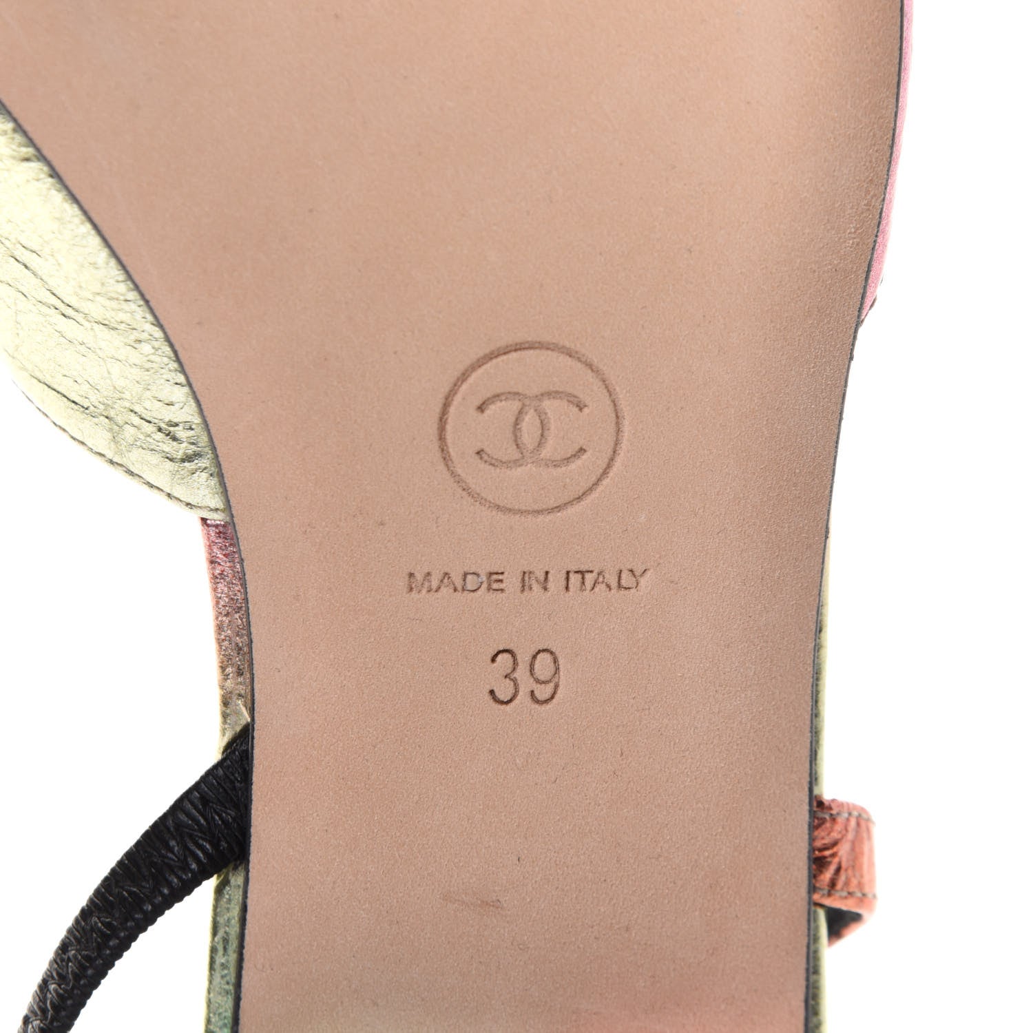 Chanel Laminated Calfskin Grosgrain Cap Toe CC Slingback Flats 39 Multicolor Black 7 of 9