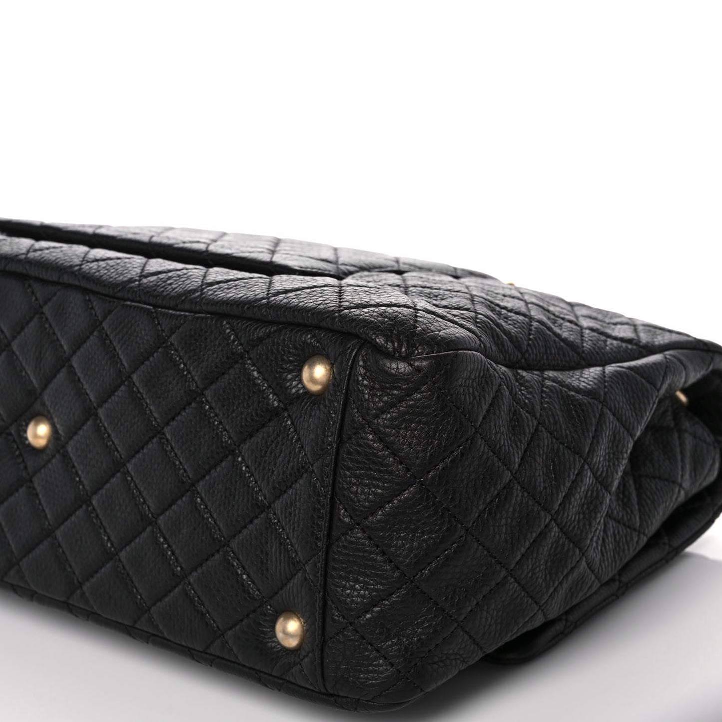 Calfskin Quilted XXL Travel Flap Bag Black