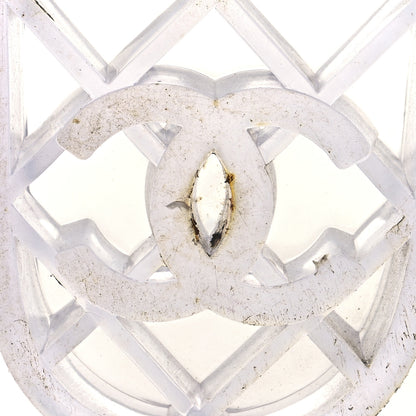 Chanel PVC Transparent CC Flat Slide Sandals 9 White 7 of 9