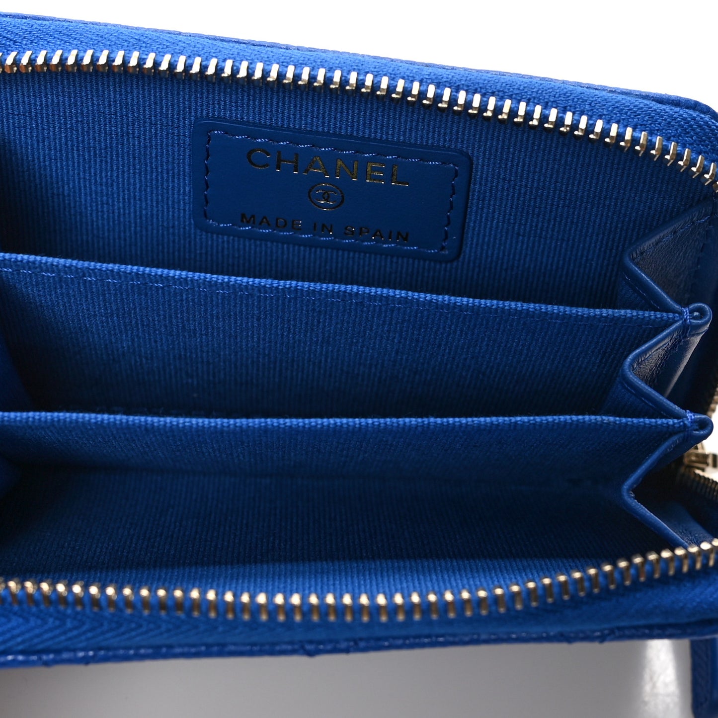 Caviar Quilted Zip Coin Purse Dark Blue