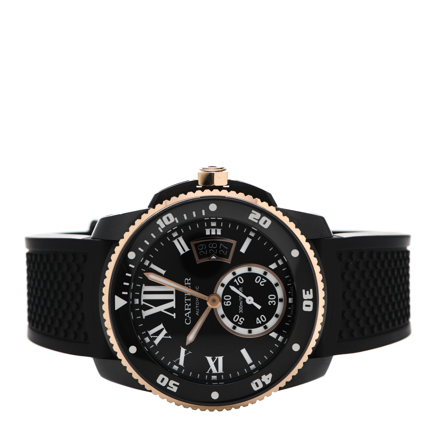 Cartier ADLC Stainless Steel 18K Pink Gold Rubber 42mm Calibre de Cartier Diver Automatic Watch Black 2 of 6