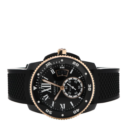 Cartier ADLC Stainless Steel 18K Pink Gold Rubber 42mm Calibre de Cartier Diver Automatic Watch Black 2 of 6