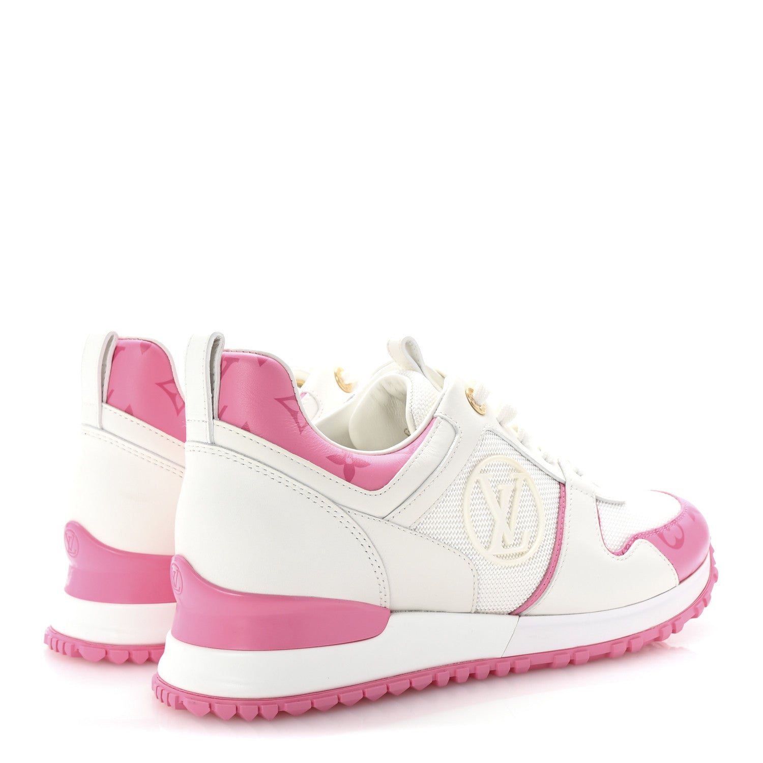 Louis Vuitton Calfskin Monogram Run Away Sneakers 38 White Pink 5 of 10