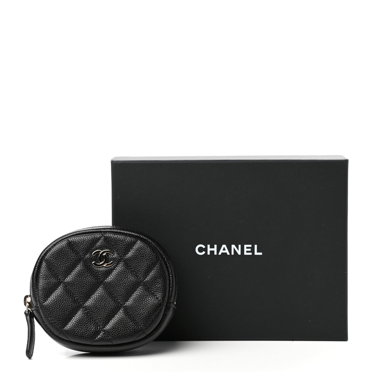 Caviar Quilted Zip Around Classic Coin Purse Black