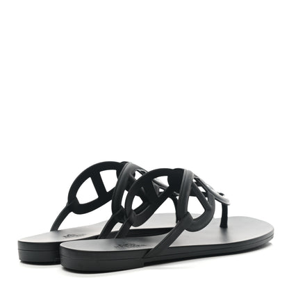 Hermes Rubber Womens Egerie Sandals 36 Black 4 of 9