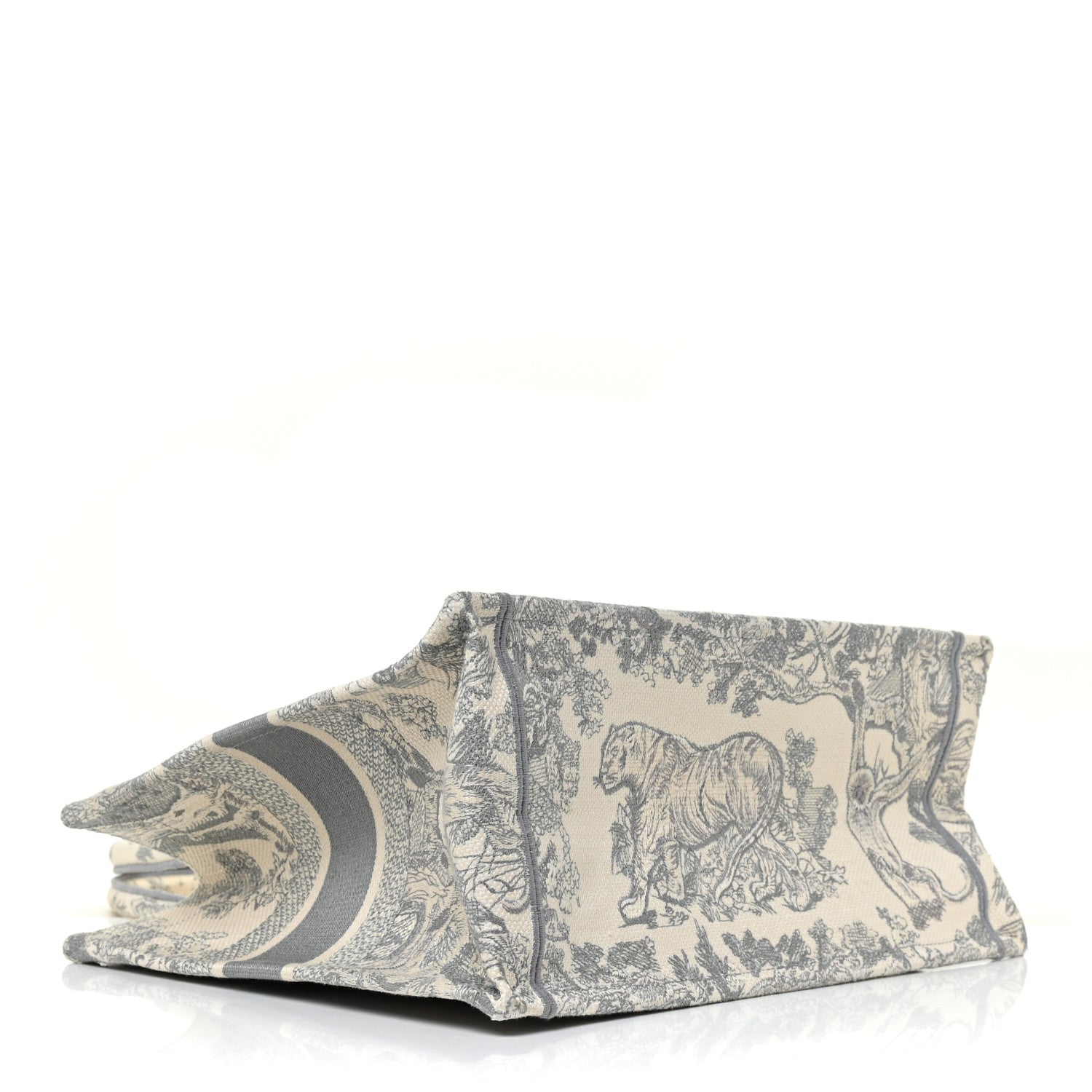 Christian Dior Canvas Embroidered Medium Dioriviera Toile De Jouy Book Tote Gray 4 of 9