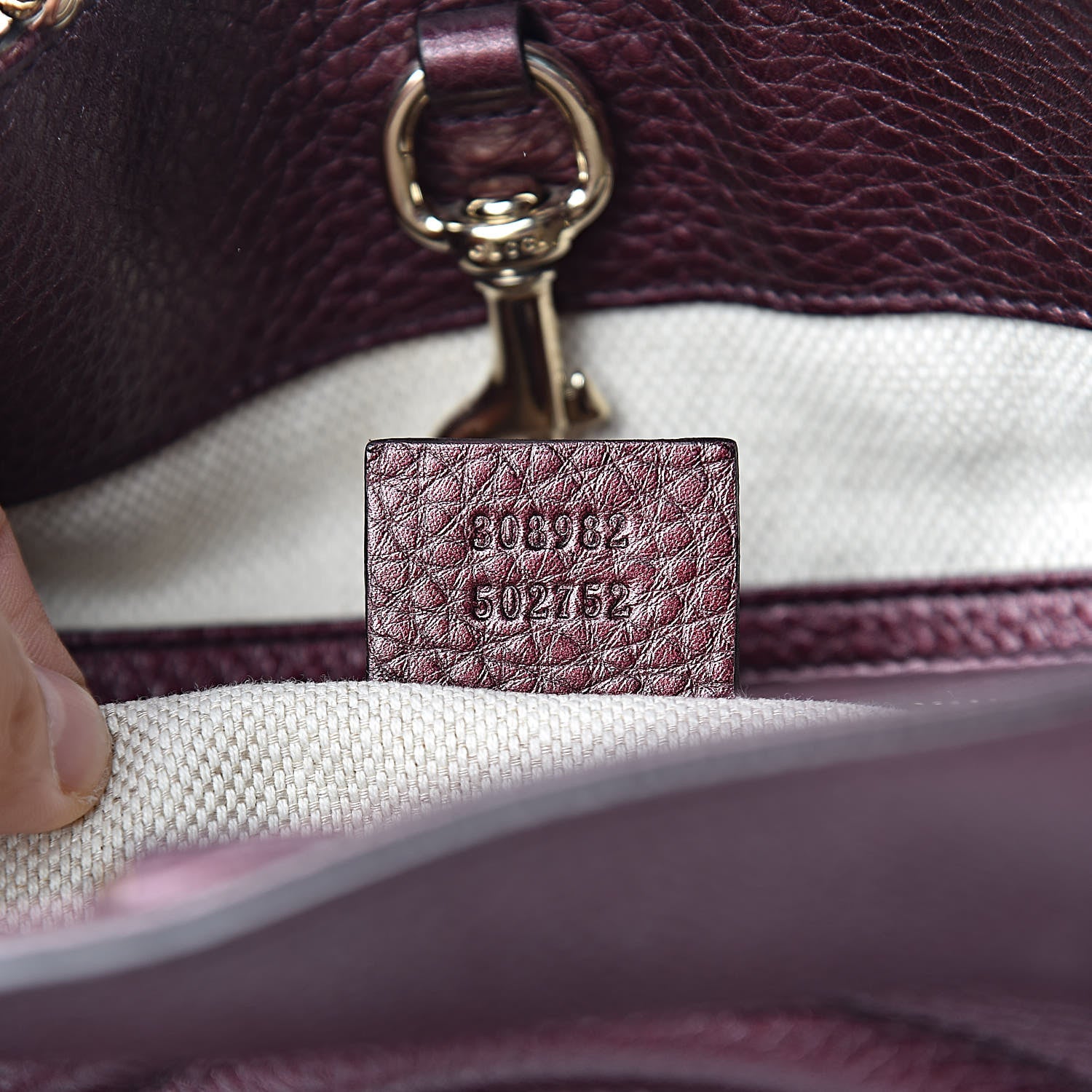 Gucci Metallic Cellarius Calfskin Medium Soho Chain Shoulder Bag Classic Burgundy 7 of 11