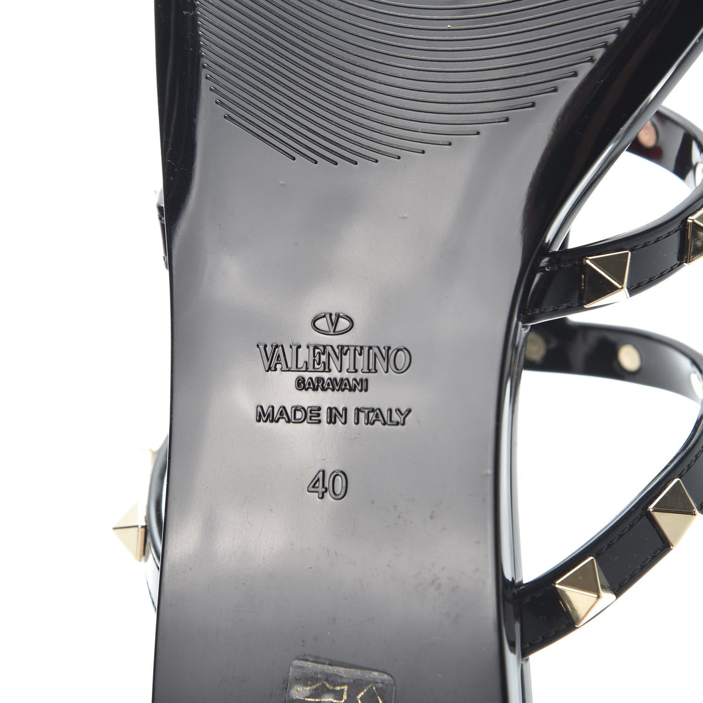 PVC Jelly Rockstud Caged Flat Thong Sandals 40 Black