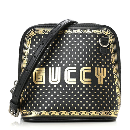 Gucci X SEGA Calfskin GUCCY Stars Mini Dome Shoulder Bag Black Gold 1 of 11