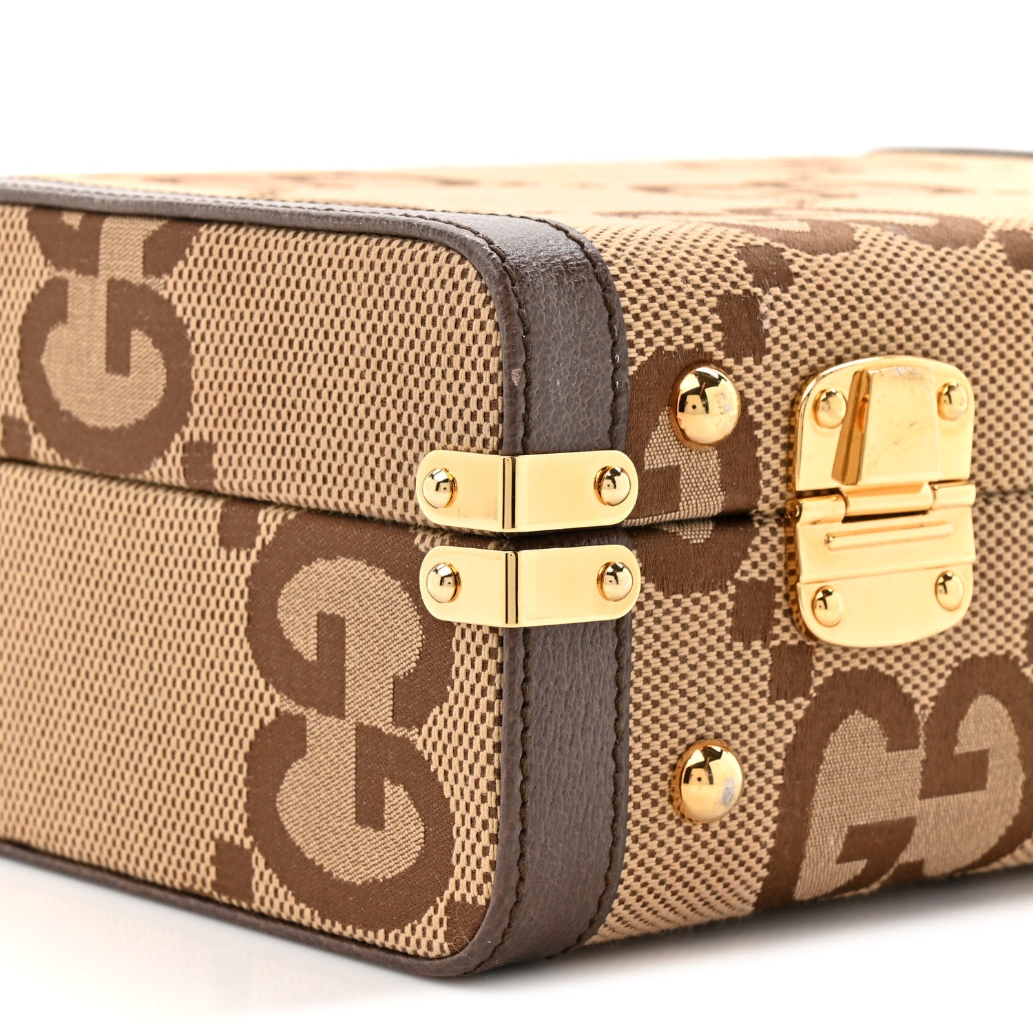 Gucci Monogram Jumbo GG Textured Dollar Calfskin Top Handle Beauty