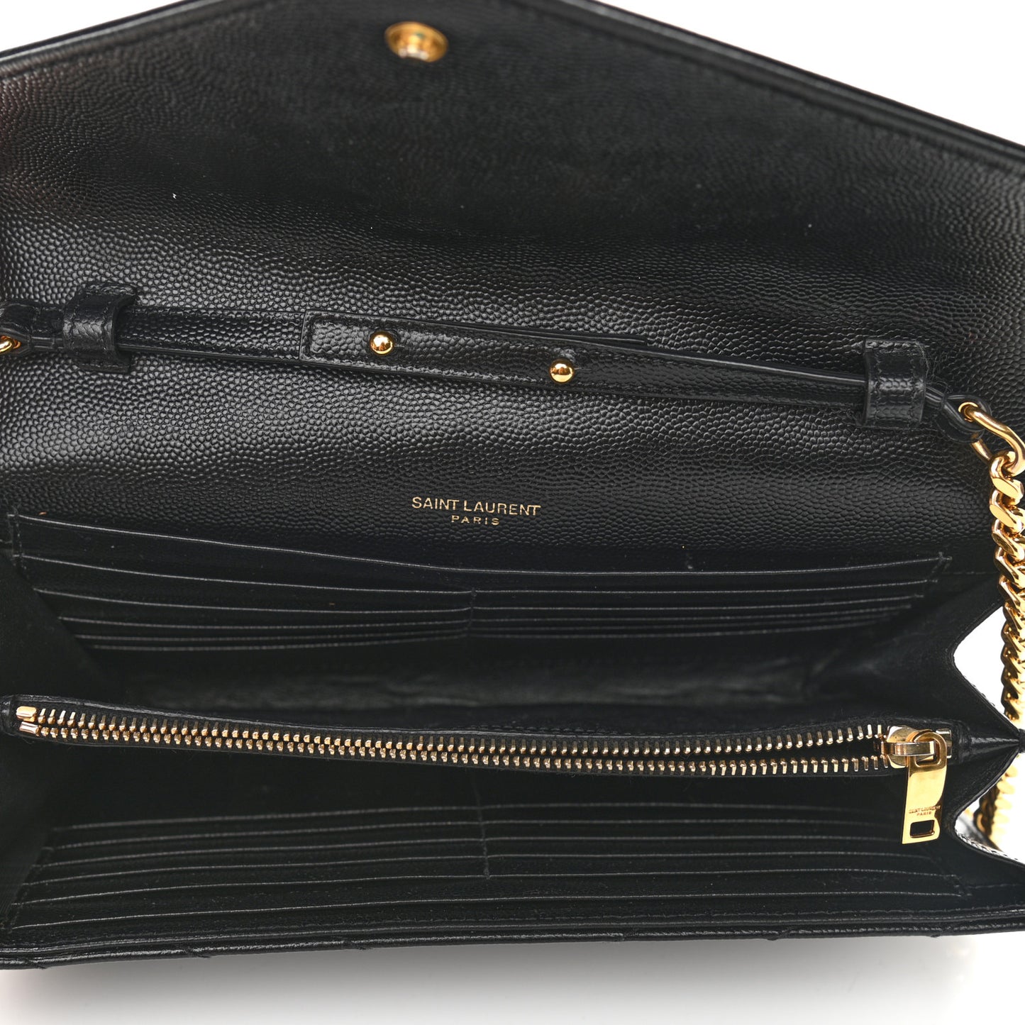 Grain De Poudre Matelasse Chevron Monogram Chain Wallet Black