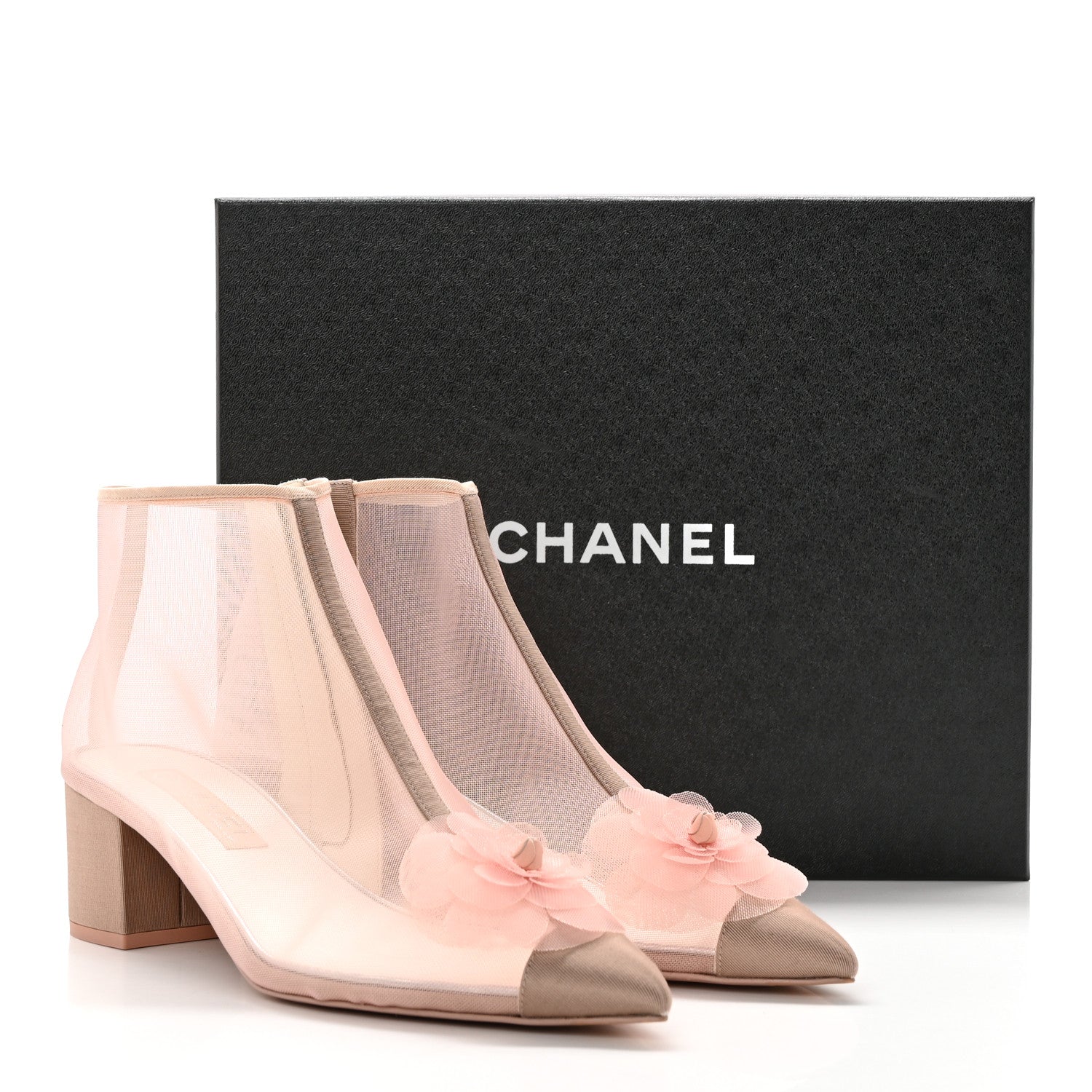 Chanel Mesh Grosgrain Camellia Short Boots 40.5 Pink Beige 10 of 10