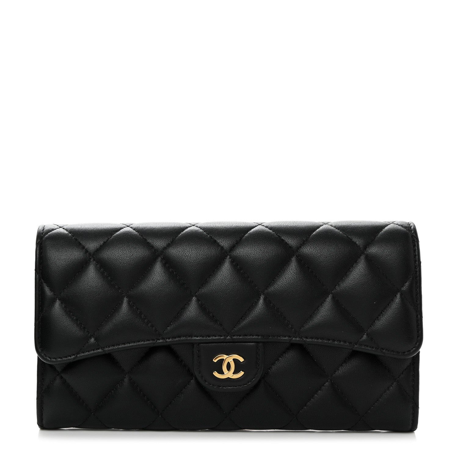 Chanel Lambskin Quilted Large Flap Wallet Black 1 of 8