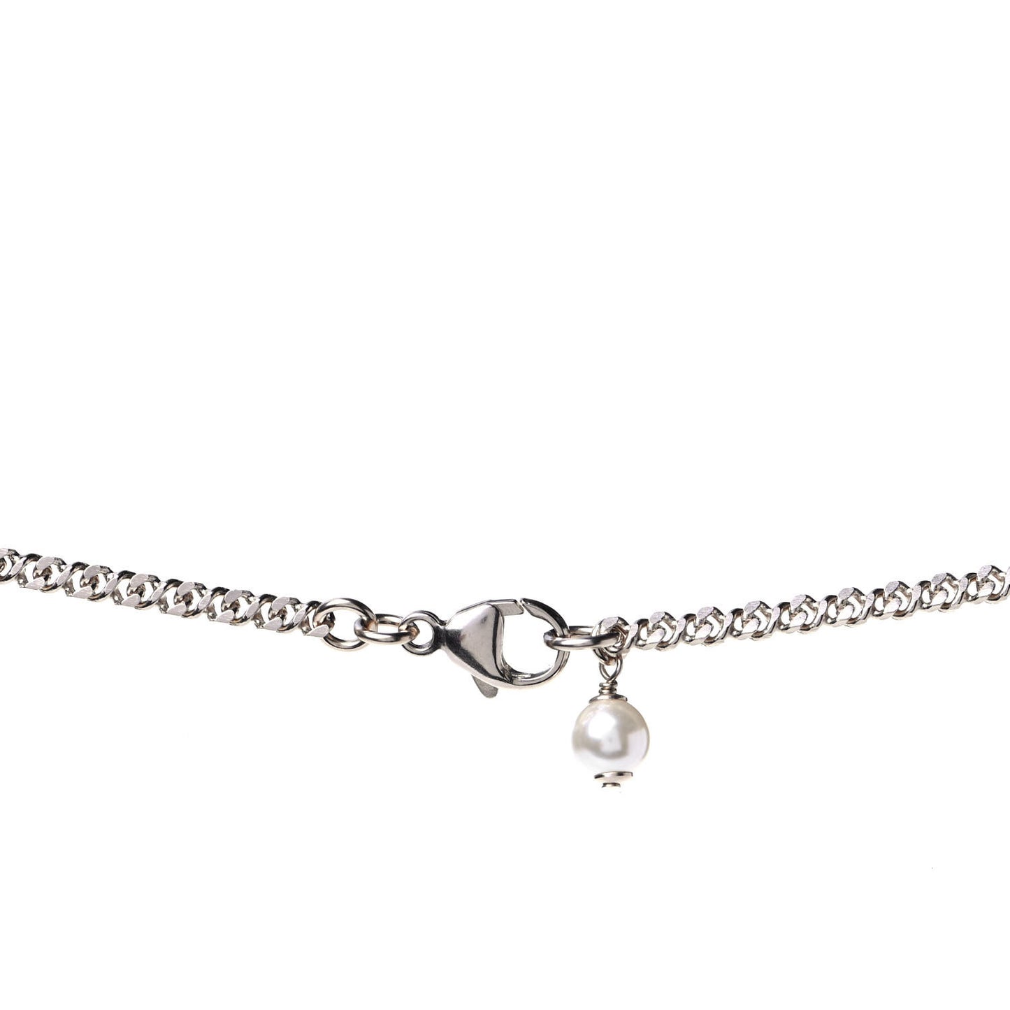 Pearl Crystal CC Pendant Necklace Gold