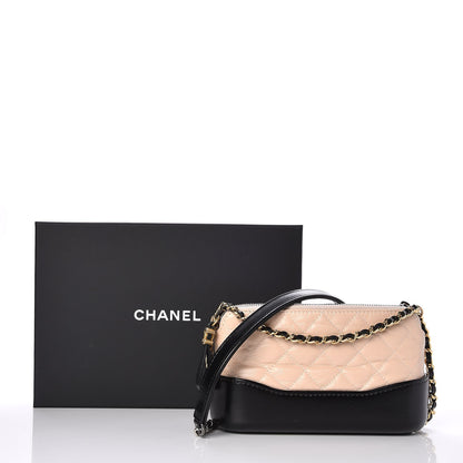 Chanel Aged Calfskin Quilted Small Gabrielle Clutch With Chain Beige Black 9 of 9