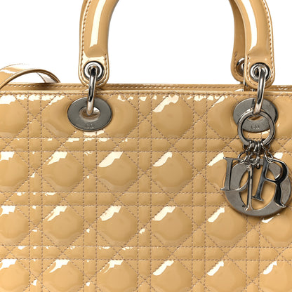 Christian Dior Patent Cannage Large Lady Dior Dark Beige 8 of 10