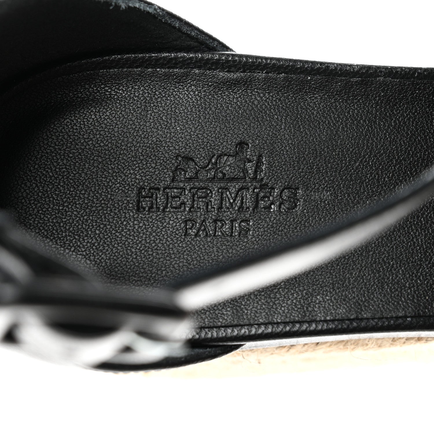 Hermes Goatskin Elda Espadrille Wedge Sandals 39 Black 7 of 9