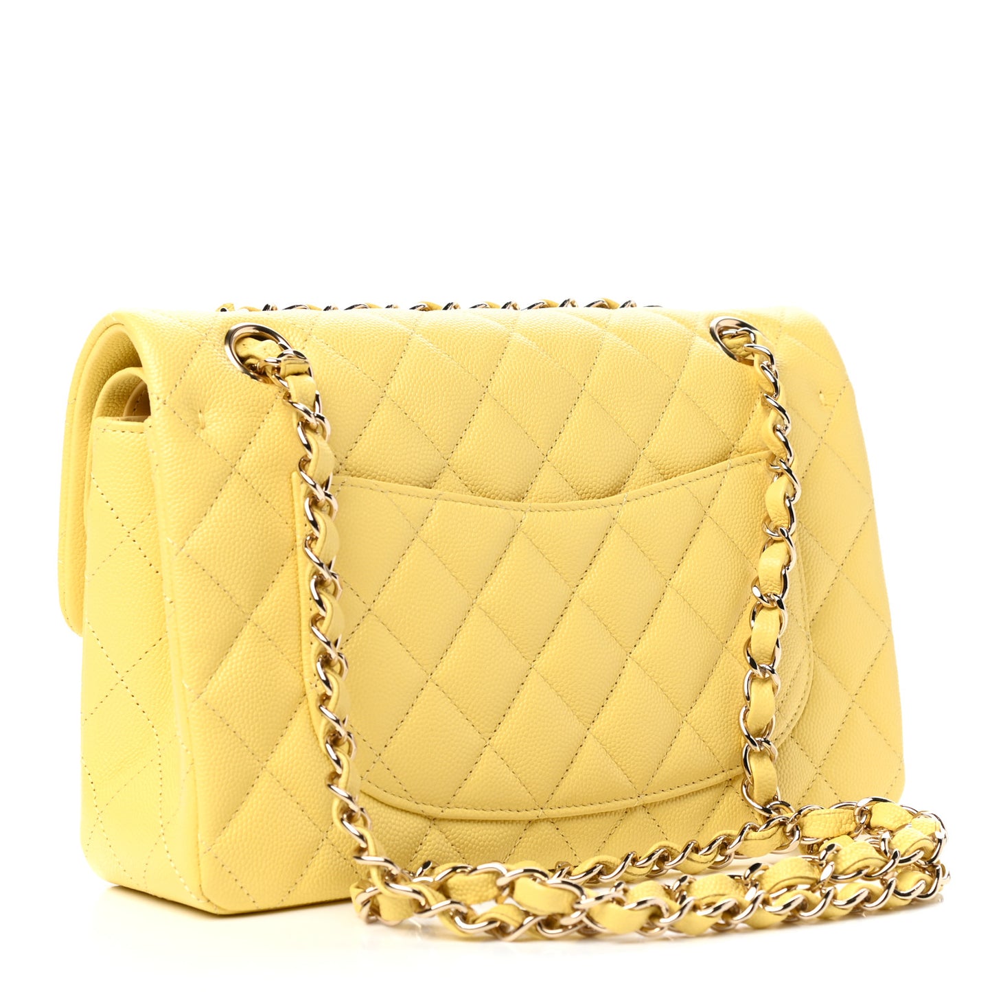 Caviar Quilted Small Double Flap Yellow
