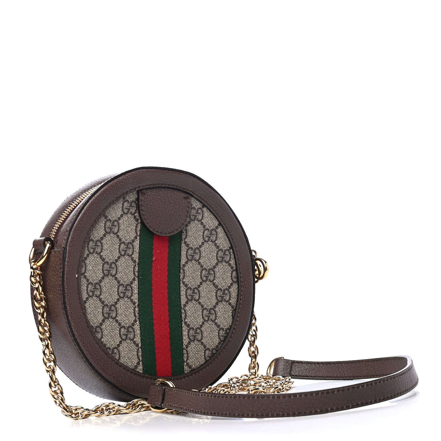 Gucci GG Supreme Monogram Web Mini Ophidia Round Shoulder Bag Brown 2 of 5