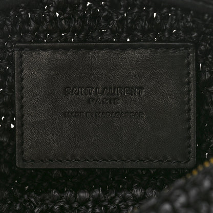 Saint Laurent Raffia Monogram Small Cassandre Cylinder Bag Black 6 of 8