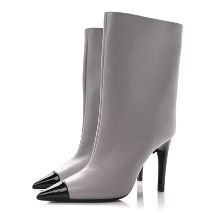 Jimmy Choo Nappa Cierra 100 Ankle Boots 37 Grey Black 3 of 8