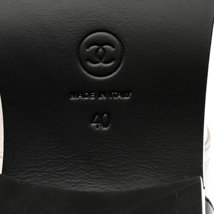 Chanel Distressed Patent Cap Toe Combat Boots 40 White Black 8 of 8