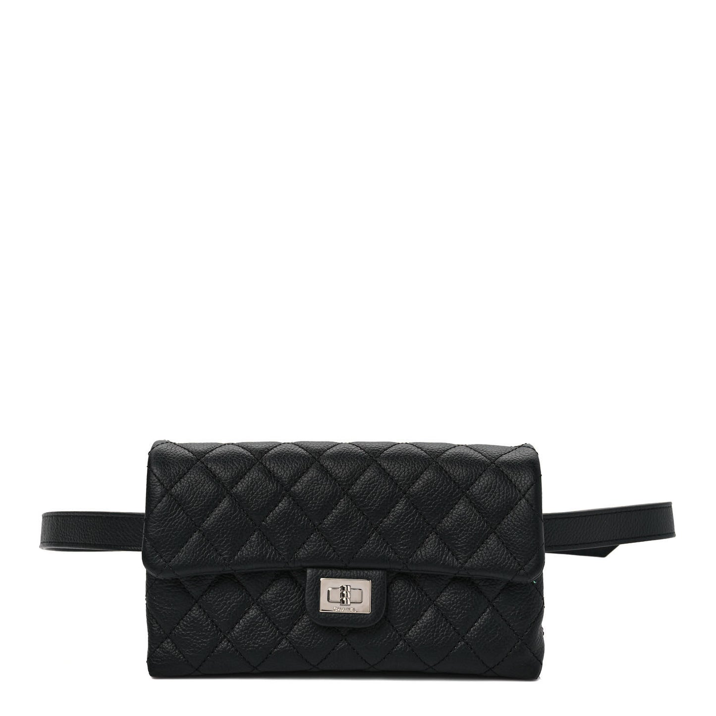 Grained Calfskin Quilted 2.55 Reissue Flap Belt Bag Clutch Black