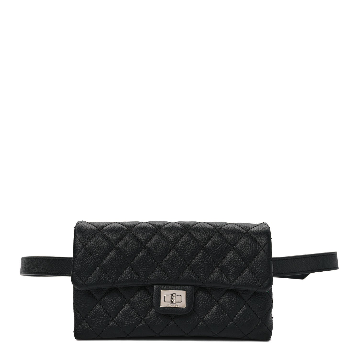 Chanel Grained Calfskin Quilted 2.55 Reissue Flap Belt Bag Clutch Black 1 of 9