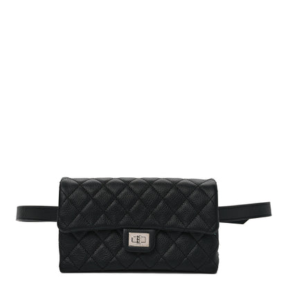 Chanel Grained Calfskin Quilted 2.55 Reissue Flap Belt Bag Clutch Black 1 of 9