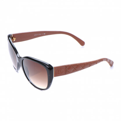 Chanel Leather Quilted CC Sunglasses Black Tan 5199 Q 4 of 7