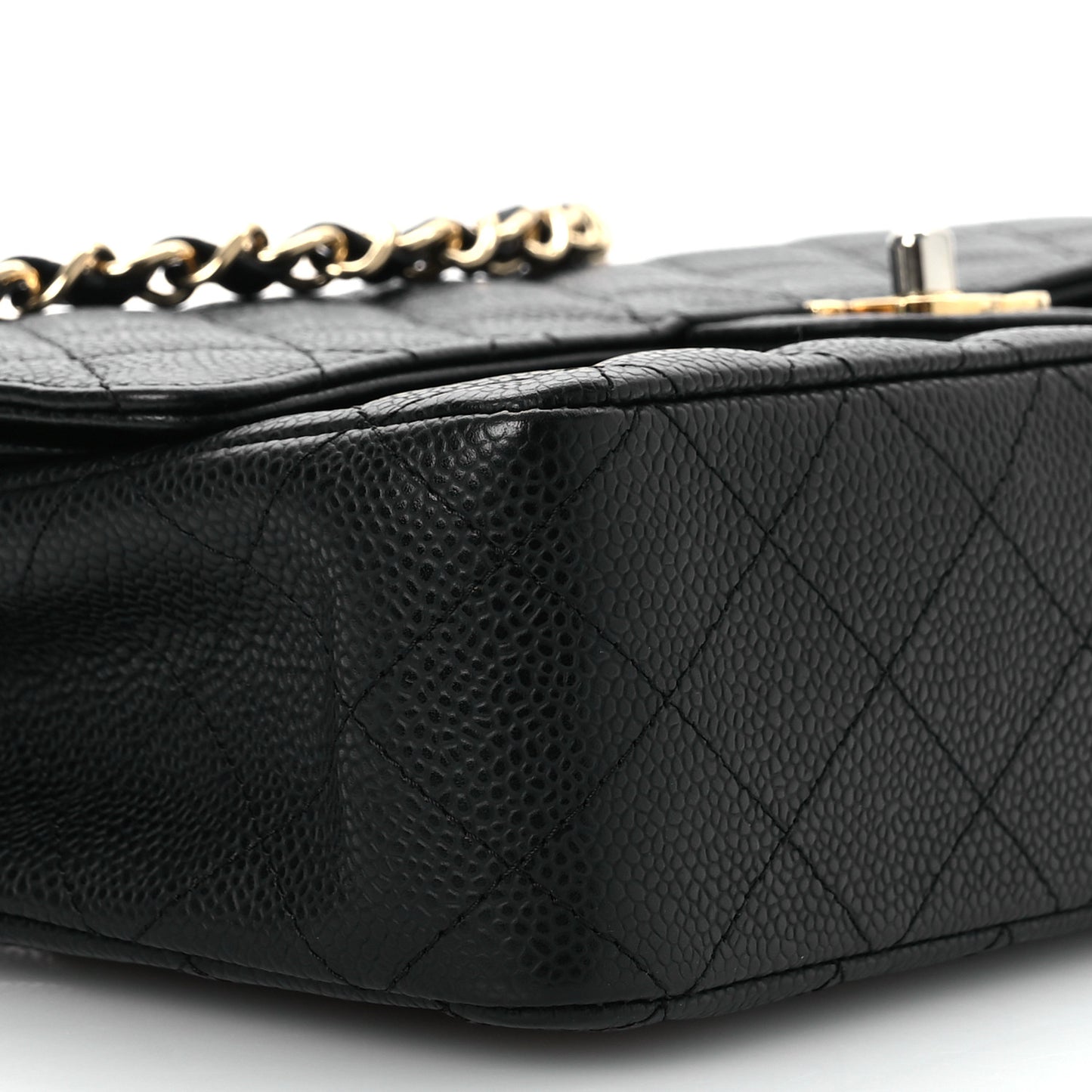 Caviar Quilted Medium Double Flap Black