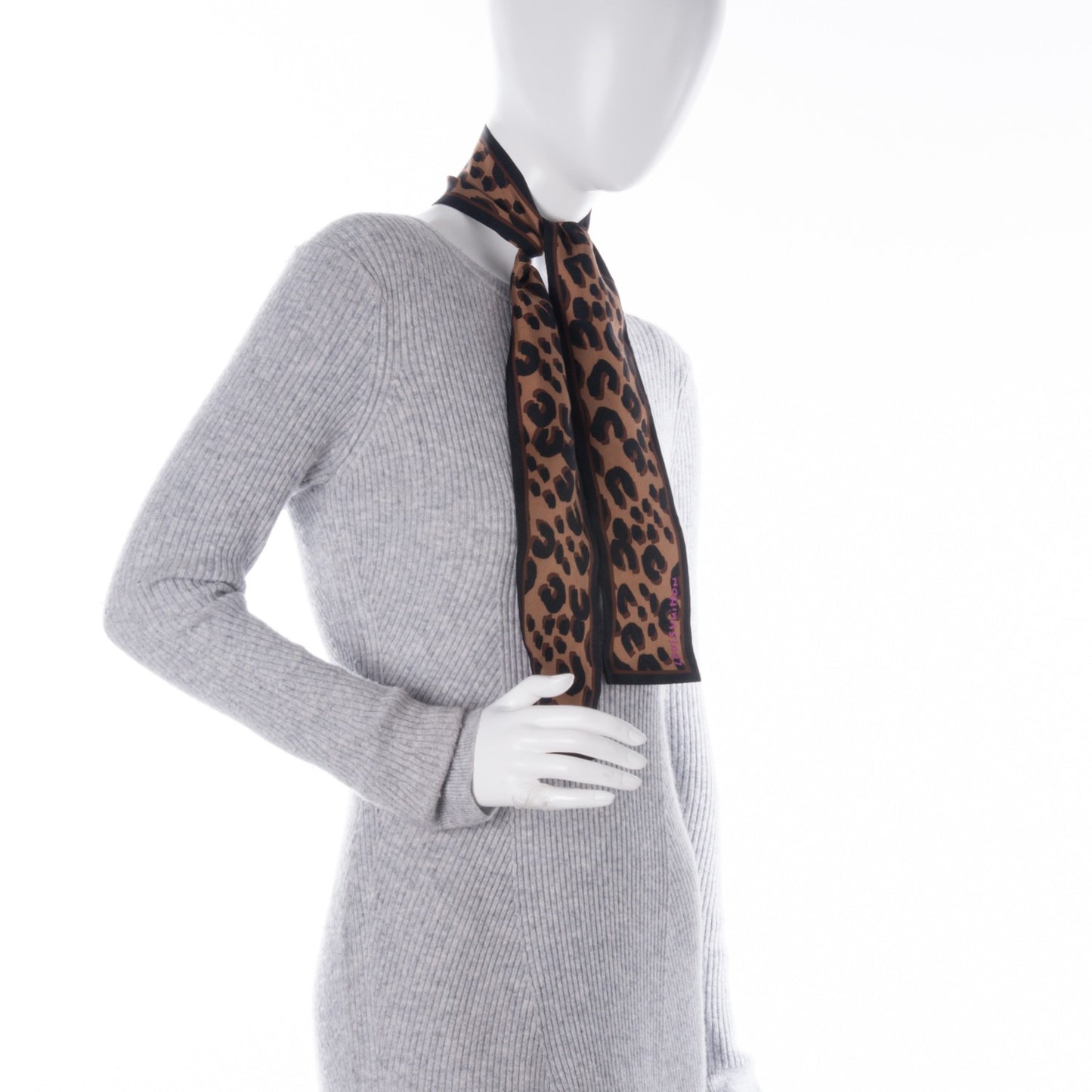 Silk Leopard Bandeau Scarf Marron