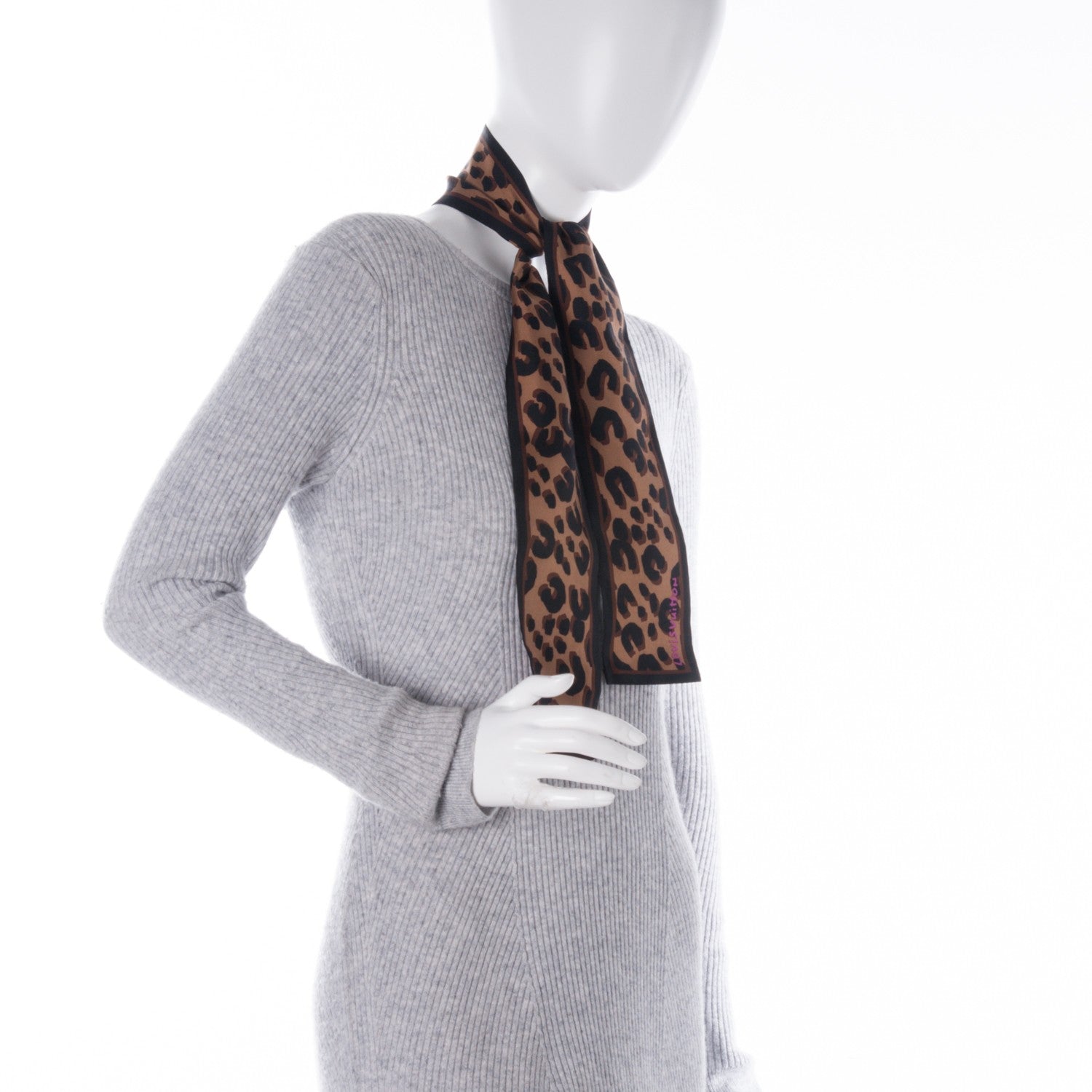 Louis Vuitton Silk Leopard Bandeau Scarf Marron 2 of 8
