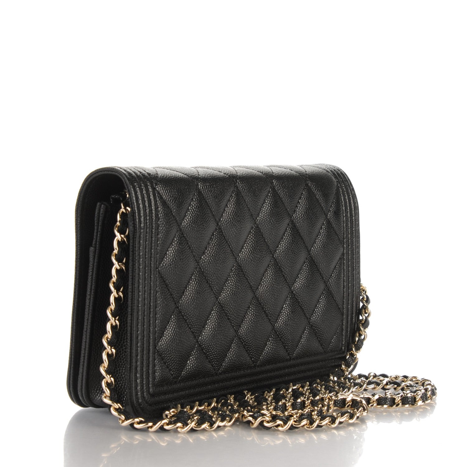 Chanel Caviar Quilted Boy Wallet On Chain WOC Black 3 of 8