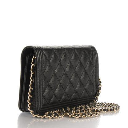 Chanel Caviar Quilted Boy Wallet On Chain WOC Black 3 of 8