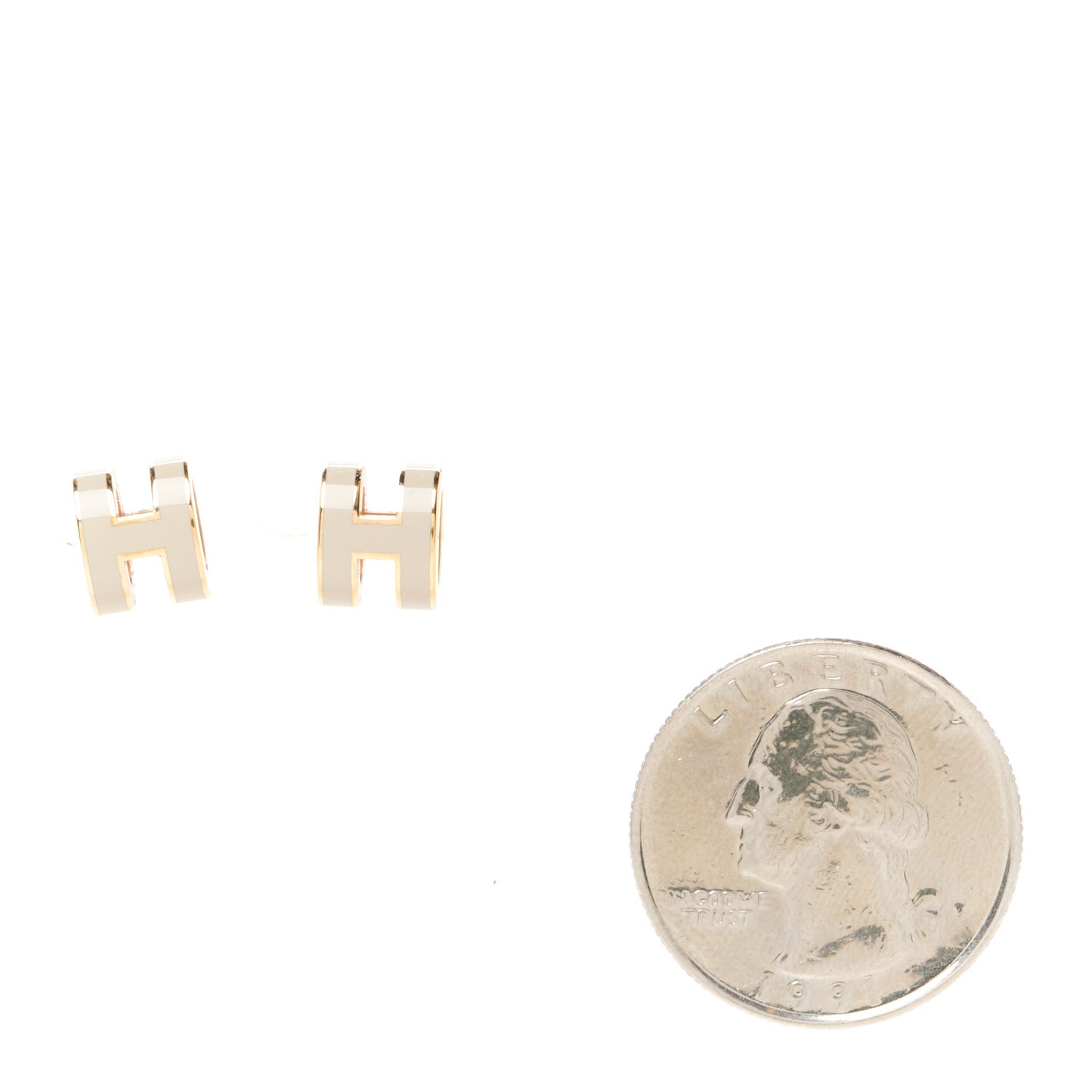 Rose Gold Lacquered Mini Pop H Earrings Marron Glace