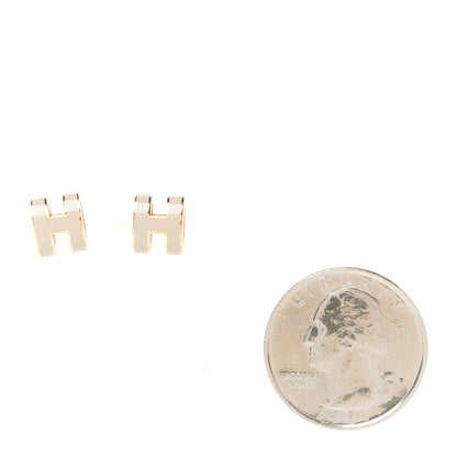 Hermes Rose Gold Lacquered Mini Pop H Earrings Marron Glace 2 of 5